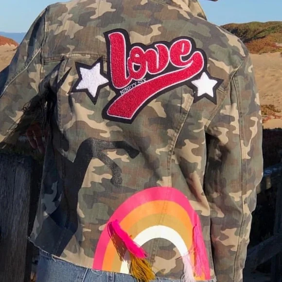 Unicorn Rainbow Love 💕 Tassel Camo Jean Jacket